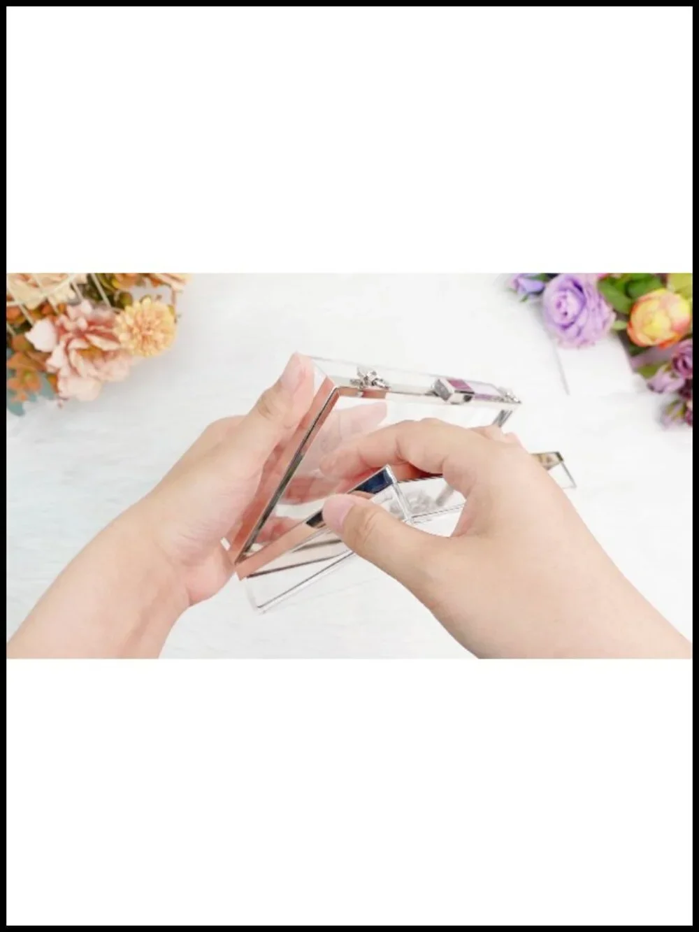 4 Pack Clear Acrylic Clutch Purse Stadium Approved with Chain Straps Evening